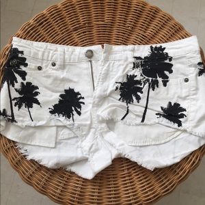 Palm tree jean shorts